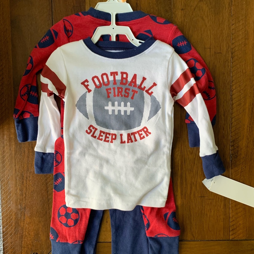 NWT Carter’s Football First 4 piece pajama set